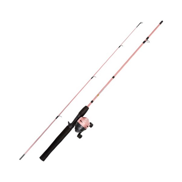 Fishing Pole, 64-Inch Fiberglass And Stainless-Steel Rod, Pre-Spooled Reel Combo For Casting (Pink)